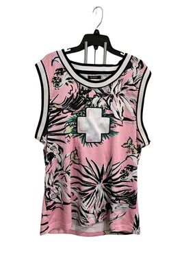 Pink Dolphin Pink Floral Mesh Tank with Reflective Cross
